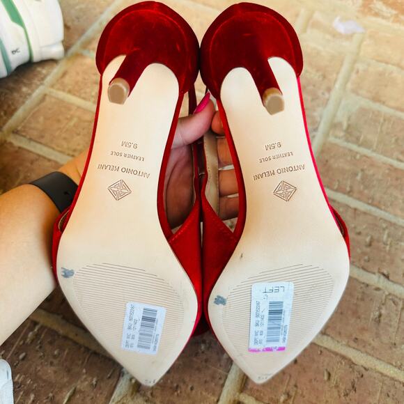 Antonio Melani Red Velvet Floral Heels Size 9.5 - Picture 6 of 7